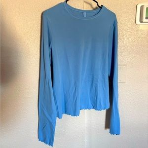 NWT skims pointelle logo blue long sleeve tee